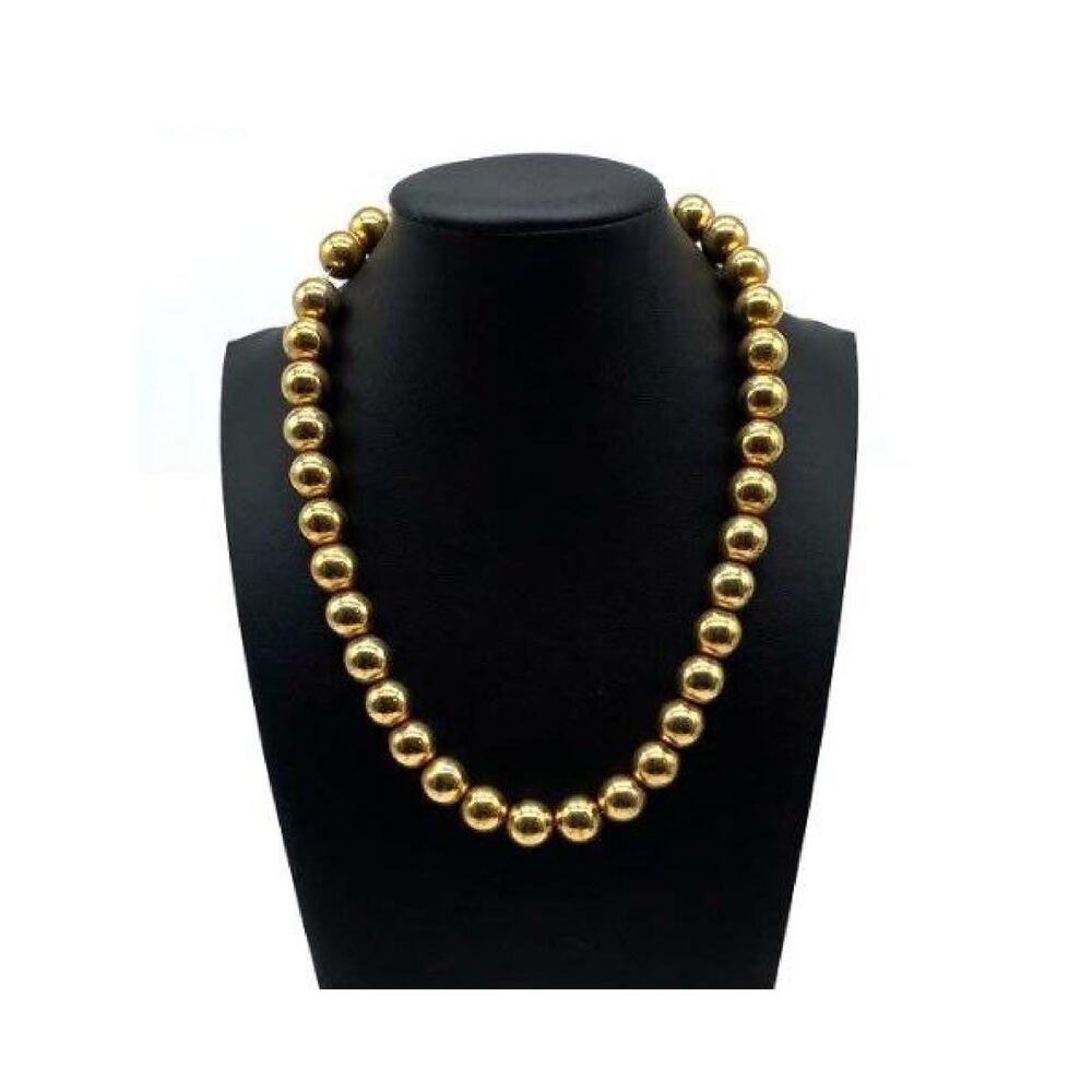 Vintage Sarah Coventry Gold Tone Chain 12mm Beads Choker Necklace up to 18" L
